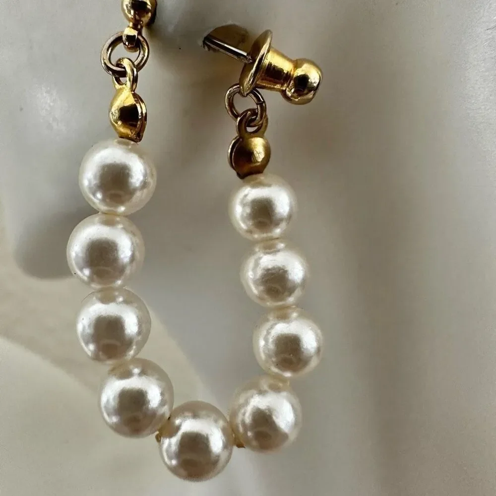Faux pearl hoop earrings